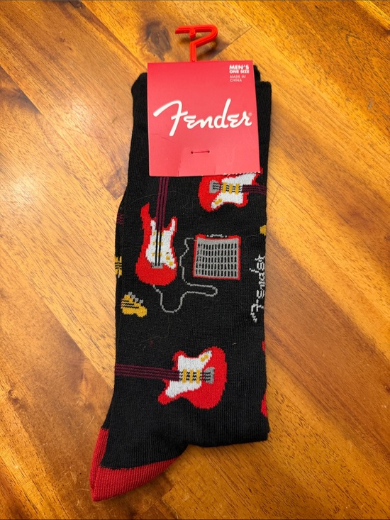 Fender Other - Fender Black Crew Socks with Red Guitar Motif